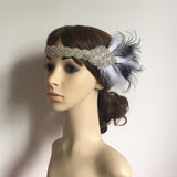 Maxbell Bridal Peacock Feather Headband 1920's Flapper Dress Hairband Headpiece