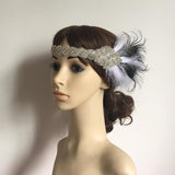 Maxbell Bridal Peacock Feather Headband 1920's Flapper Dress Hairband Headpiece