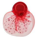 Maxbell Floral Polka Dot Mesh Fascinator Hat on Clips Wedding Party Accessory Red