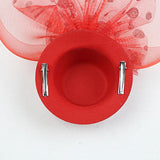 Maxbell Floral Polka Dot Mesh Fascinator Hat on Clips Wedding Party Accessory Red