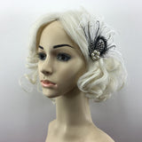 Bridal Feather Hairpin Clip Flapper Dress Costume Pearl Diamante Headpiece