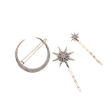 Fashipn Chic Girls Crystal Moon Star Set Rhinestone Hairpin Hair Clip Hair Accessories