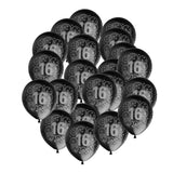 20pcs Birthday Balloon Party Anniversary Decoration Age Number 16th Black