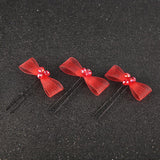 6pcs Crystal Tiny Bow Hair Pins U Pick Wedding Bride Prom Girl Accessory Red