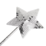 Maxbell Plastic Sequin Star Princess Wand Girls Party Birthday Magic Scepter Silver