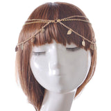 Boho Tassel Crystal Leaf Metal Headband Chain Jewelry Head Piece Hair Band