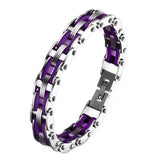 Maxbell Men Jewelry Stainless Steel Bicycle Purple Hand Chain Charm Bangle Bracelet