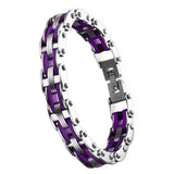 Maxbell Men Jewelry Stainless Steel Bicycle Purple Hand Chain Charm Bangle Bracelet