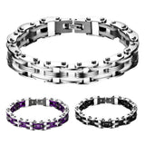 Maxbell Men Jewelry Stainless Steel Bicycle Purple Hand Chain Charm Bangle Bracelet