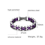 Maxbell Men Jewelry Stainless Steel Bicycle Purple Hand Chain Charm Bangle Bracelet