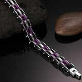 Maxbell Men Jewelry Stainless Steel Bicycle Purple Hand Chain Charm Bangle Bracelet