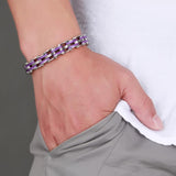 Maxbell Men Jewelry Stainless Steel Bicycle Purple Hand Chain Charm Bangle Bracelet