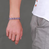 Maxbell Men Jewelry Stainless Steel Bicycle Purple Hand Chain Charm Bangle Bracelet