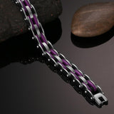 Maxbell Men Jewelry Stainless Steel Bicycle Purple Hand Chain Charm Bangle Bracelet