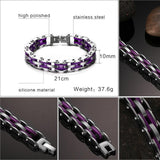 Maxbell Men Jewelry Stainless Steel Bicycle Purple Hand Chain Charm Bangle Bracelet