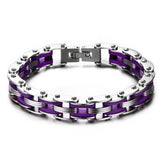 Maxbell Men Jewelry Stainless Steel Bicycle Purple Hand Chain Charm Bangle Bracelet