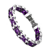 Maxbell Men Jewelry Stainless Steel Bicycle Purple Hand Chain Charm Bangle Bracelet