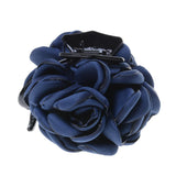 Fashion Fabric Rose Flower Large Hair Clamp Claw Clip Accessories Gift-Blue Dark Blue