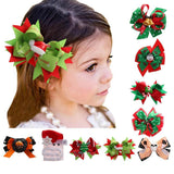 Maxbell Xmas Hat Boutique Bow Ribbon Hair Bow Clips for Women Toddlers Kids Baby Girls