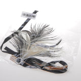 Black Beige Feather Headband 1920s Gatsby Headpiece Fancy Dress Hairband