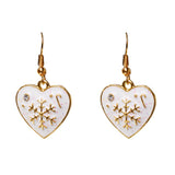 Maxbell Christmas Crystal Snowflake Heart Dangle Earrings Necklace Gold Jewelry Sets