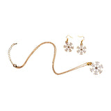 Maxbell Christmas Crystal Snowflake Dangle Earrings Necklace Gold Women Jewelry Sets