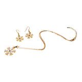 Maxbell Christmas Crystal Snowflake Dangle Earrings Necklace Gold Women Jewelry Sets