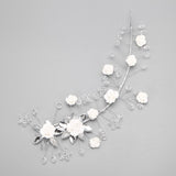 Wedding Bridal White Flower Crystal Hairpin Headpiece Party Hair Accessory