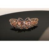 Women Crystal Rhinestone Butterfly Hair Barrette Clip Hairpin Champagne