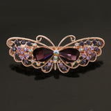Women Crystal Rhinestone Butterfly Hair Barrette Clip Hairpin Purple