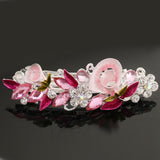 Crystal Rhinestone Hair Clip Flower Barrette Clamp Hairpin Pink