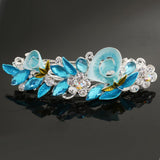 Crystal Rhinestone Hair Clip Flower Barrette Clamp Hairpin Blue