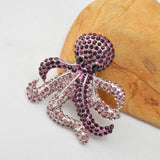 Maxbell Vintage Octopus Women Cute Animal Broches Purple Crystal Rhinestone Brooch Pin