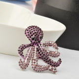 Maxbell Vintage Octopus Women Cute Animal Broches Purple Crystal Rhinestone Brooch Pin
