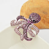 Maxbell Vintage Octopus Women Cute Animal Broches Purple Crystal Rhinestone Brooch Pin