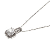 Maxbell Women Jewelry Retro Silver Square Rhinestone Pendant Chain Clavicle Necklace