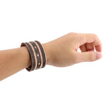 Maxbell Mens Wide Leather Bracelet Rock Punk Wrist Band Strap Belt Cuff Brown