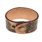 Maxbell Wide Brown Leather Men's Cuff Bangle Bracelet