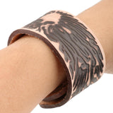 Maxbell Wide Brown Leather Men's Cuff Bangle Bracelet