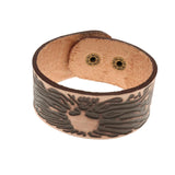 Maxbell Wide Brown Leather Men's Cuff Bangle Bracelet