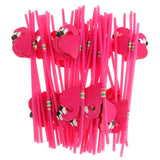 Maxbell 25pcs Flexible Straws Pink Flamingo Drinking Cocktail Beach Party Straws Hot