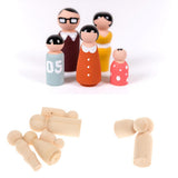 Maxbell Set of 5Pcs Wooden Peg Dolls People Peg Dolls Wooden Family DIY Crafts Cake Topper