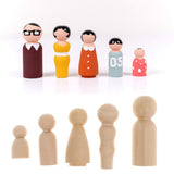 Maxbell Set of 5Pcs Wooden Peg Dolls People Peg Dolls Wooden Family DIY Crafts Cake Topper