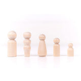 Maxbell Set of 5Pcs Wooden Peg Dolls People Peg Dolls Wooden Family DIY Crafts Cake Topper