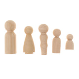 Maxbell Set of 5Pcs Wooden Peg Dolls People Peg Dolls Wooden Family DIY Crafts Cake Topper