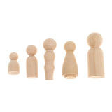 Maxbell Set of 5Pcs Wooden Peg Dolls People Peg Dolls Wooden Family DIY Crafts Cake Topper