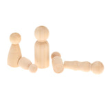 Maxbell Set of 5Pcs Wooden Peg Dolls People Peg Dolls Wooden Family DIY Crafts Cake Topper