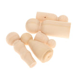 Maxbell Set of 5Pcs Wooden Peg Dolls People Peg Dolls Wooden Family DIY Crafts Cake Topper