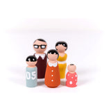 Maxbell Set of 5Pcs Wooden Peg Dolls People Peg Dolls Wooden Family DIY Crafts Cake Topper