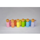 Maxbell Natural Wooden Peg People Nesting Set Peg Dolls Set Kids Montessori Toy Pack of 10